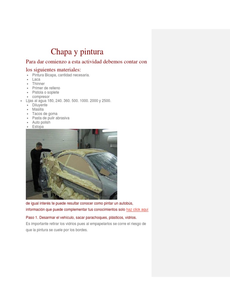 Como Chapear y Pintar Un Auto | PDF | Lentes | Sustancias químicas