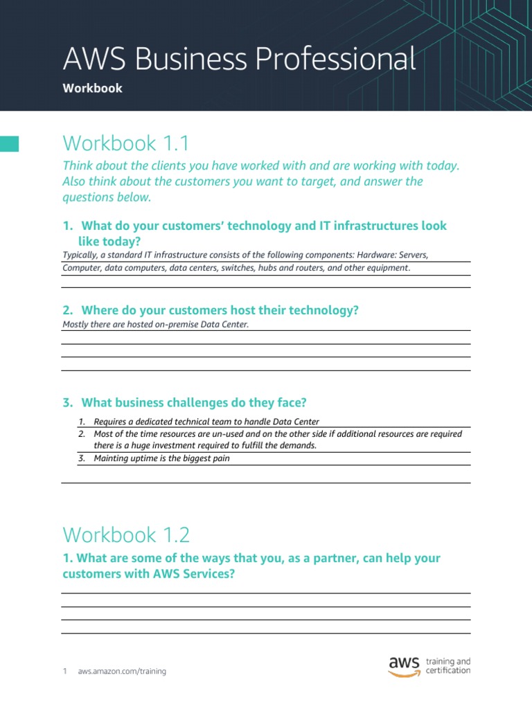 AWS Business Professional Workbook Guide | PDF | Data Center | Amazon ...