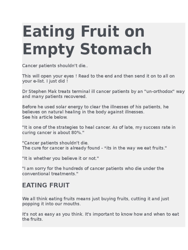 Eating Fruit On Empty Stomach PDF Vitamin C Stomach