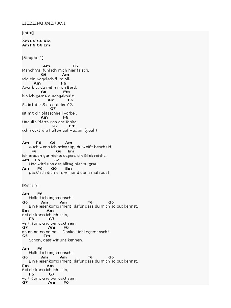 Lieblingsmensch songtext hallo Lieblingsmensch Lyrics