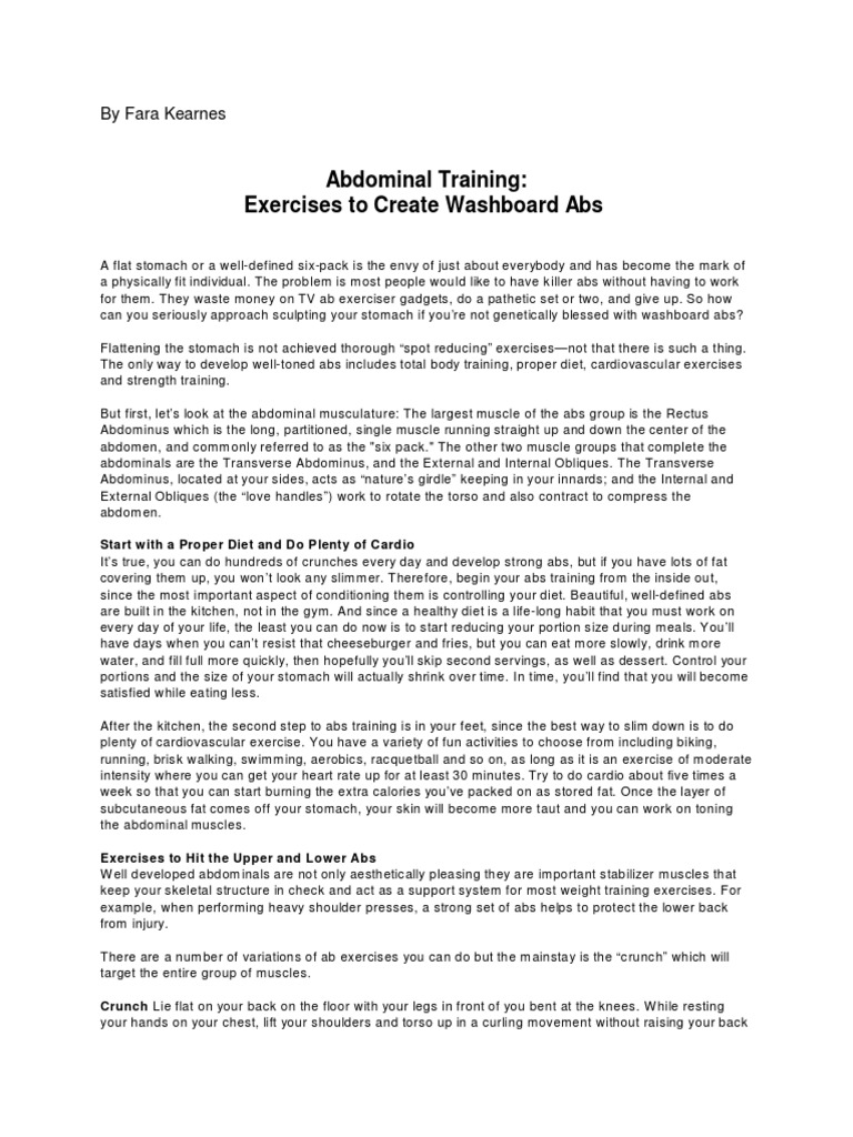 Abdominal Training Exercises to Create Washboard Abs PDF Anatomical Terms Of Motion Abdomen