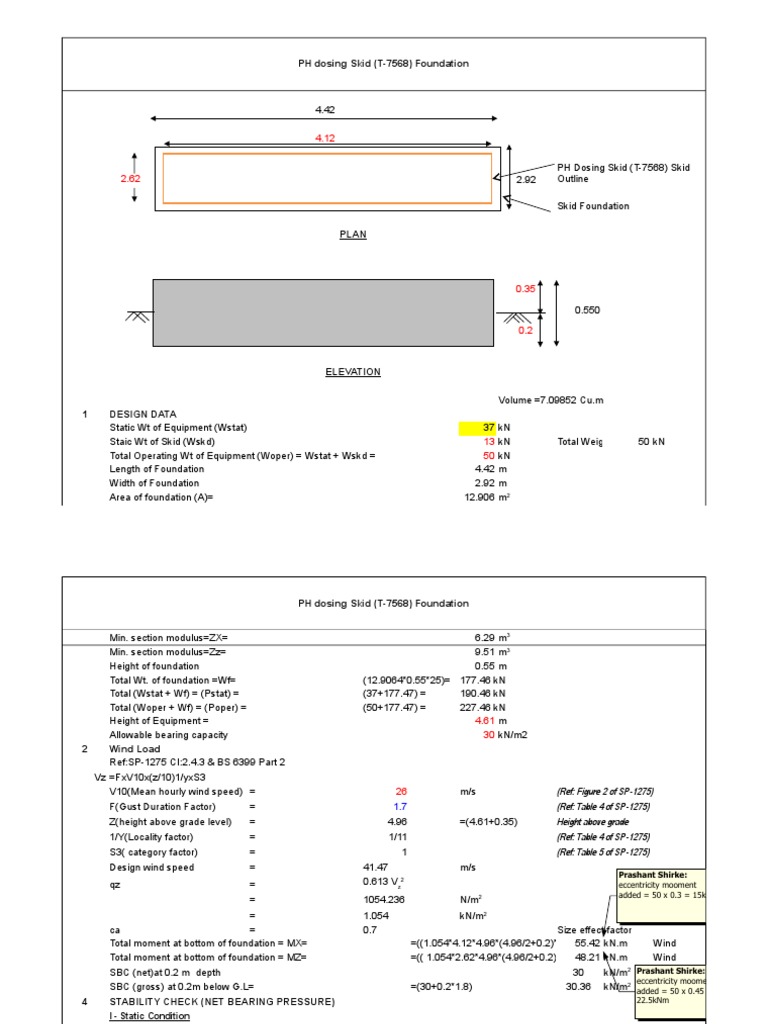 Dosing Skid Foundation PDF Wind Speed Beam (Structure)