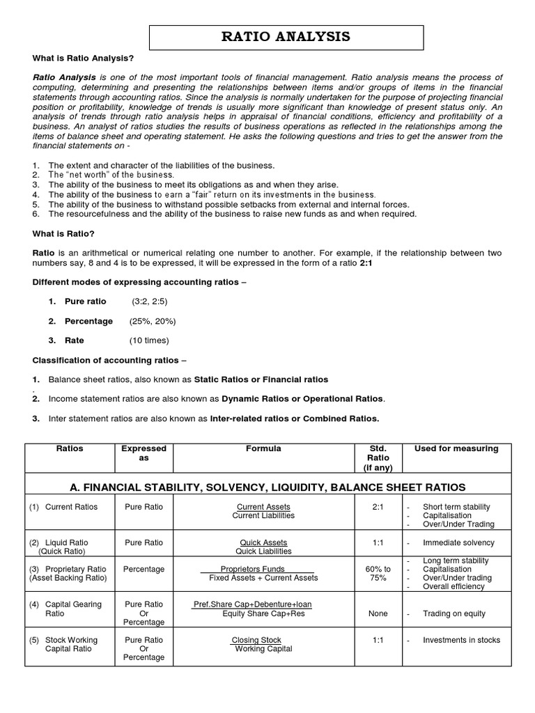 Ratio Analysis Theory and Problems | PDF | Equity (Finance) | Revenue