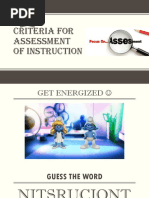 Criteria for Assessment of Instruction