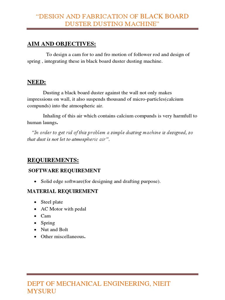 Black Board Duster Dusting Machine Design | PDF