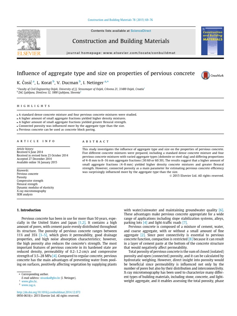 Aggregate Impact on Pervious Concrete Properties | PDF | Porosity ...
