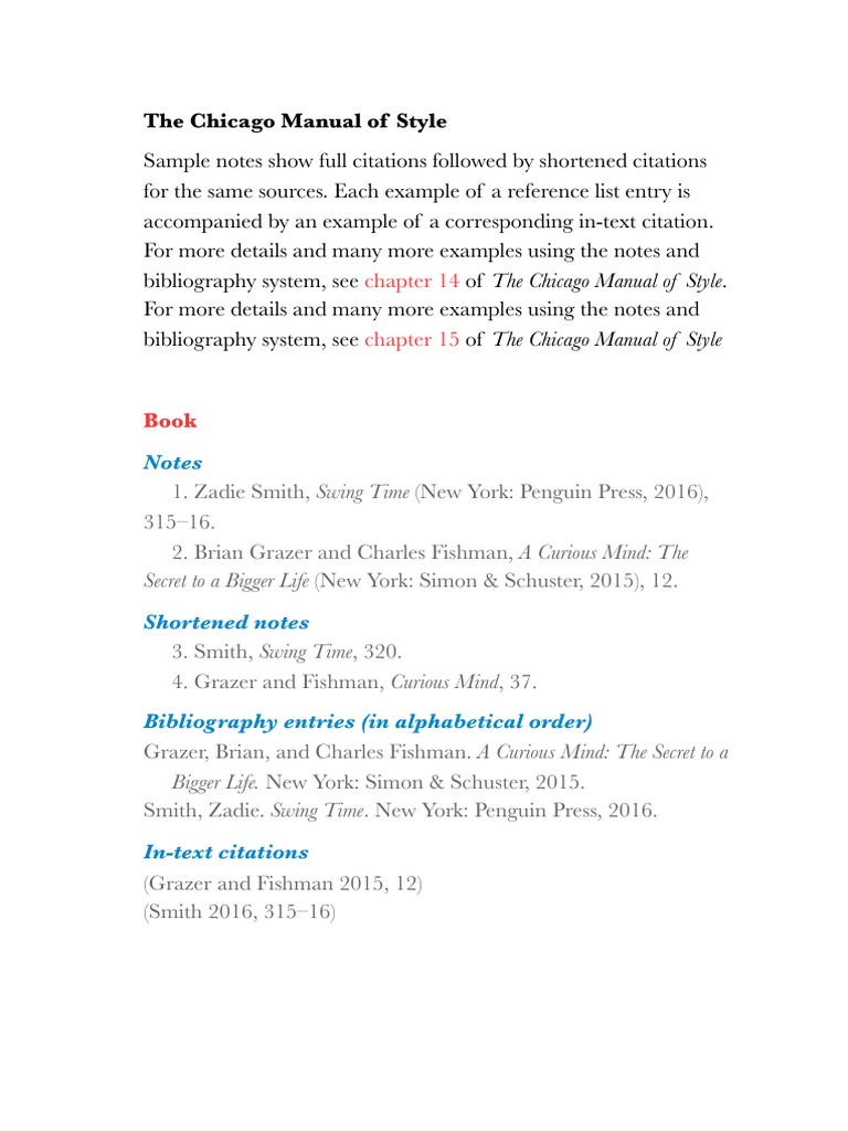 Chicago Style Citation Examples | PDF | Citation | Written Communication