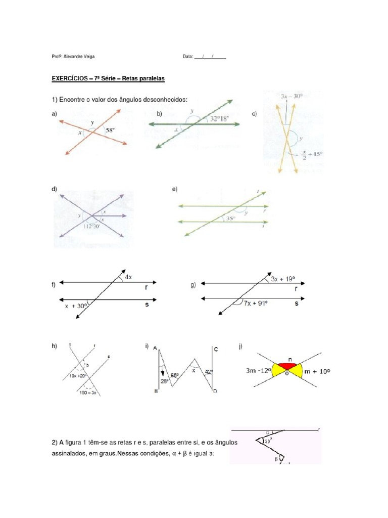 ÂNGULOS FORMADOS POR RETAS PARALELAS CORTADAS POR UMA TRANSVERSAL