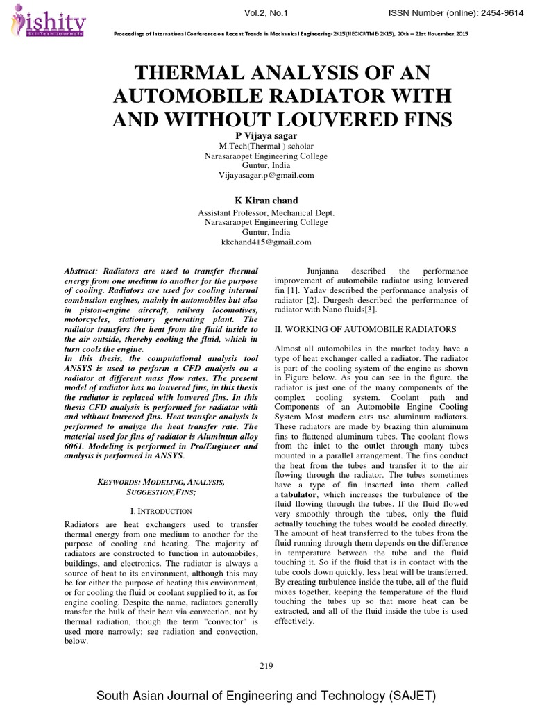 Thermal Analysis for Auto Radiators | PDF | Radiator | Heat Transfer