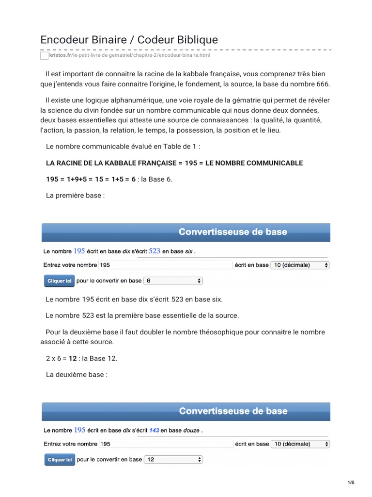 Encodeur Binaire et Kabbale Biblique | PDF | Kabbale | Codage des ...