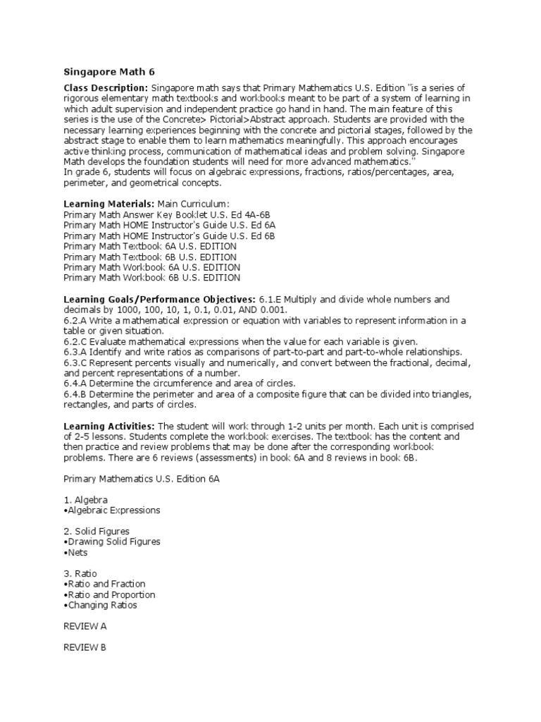 Singapore Math 6 | PDF | Ratio | Teaching Mathematics