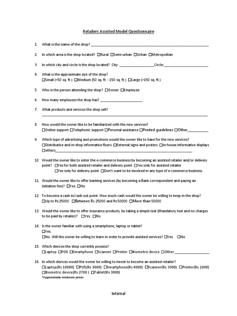 Retailers Interview Questionnairevfinal Pdf Point Of Sale Retail