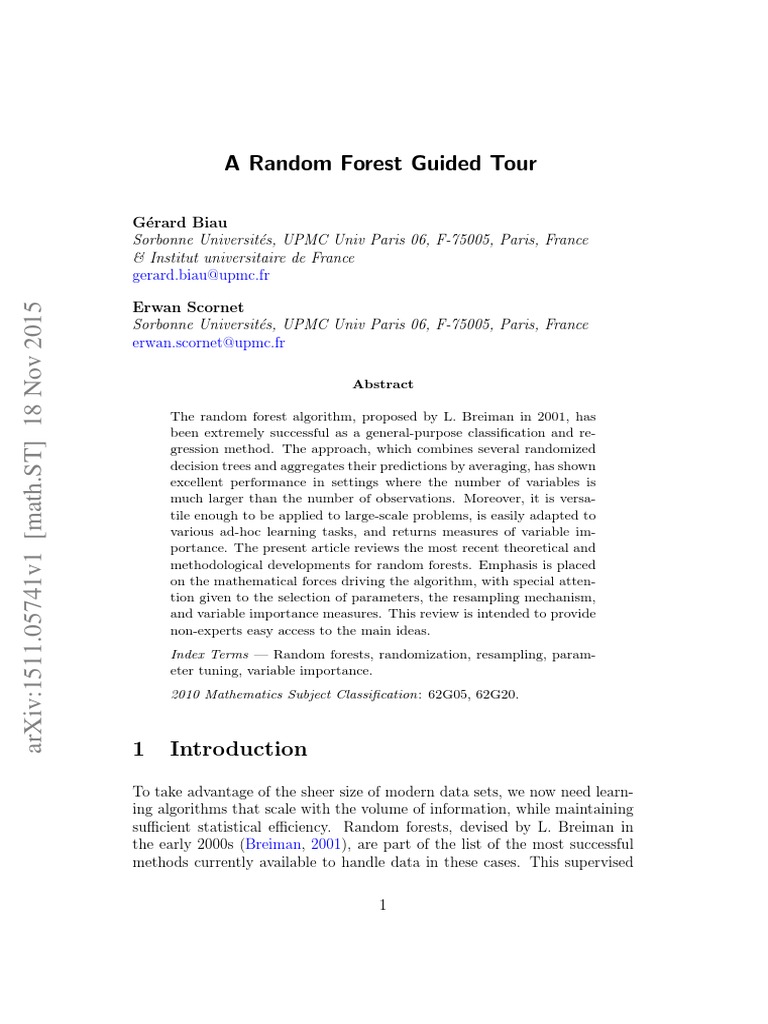 Guided Tour To Random Forest | PDF | Bootstrapping (Statistics ...