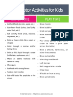Oral Motor Activities Printable PDF