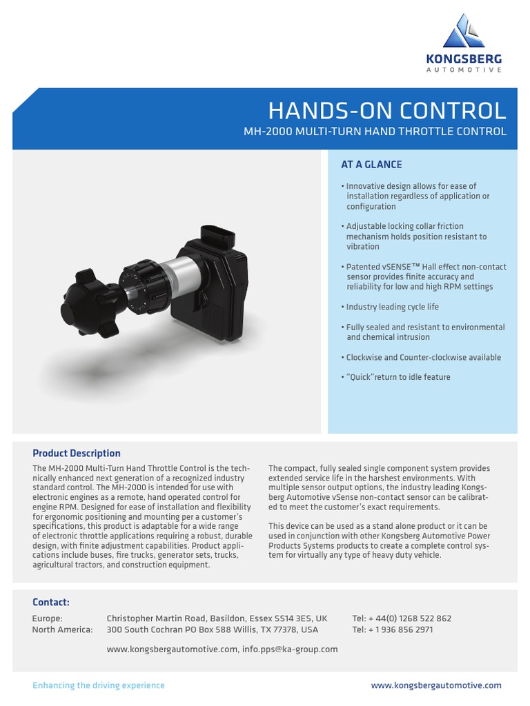 Electronic Hand Control MH 2000 PDF Throttle Mechanical Engineering