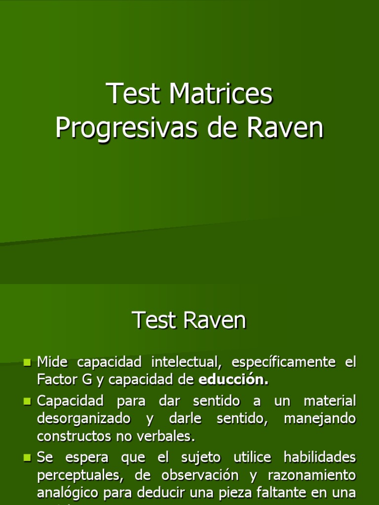 Test Matrices Progresivas de Raven PDF Matriz (Matemáticas) Ciencias del comportamiento