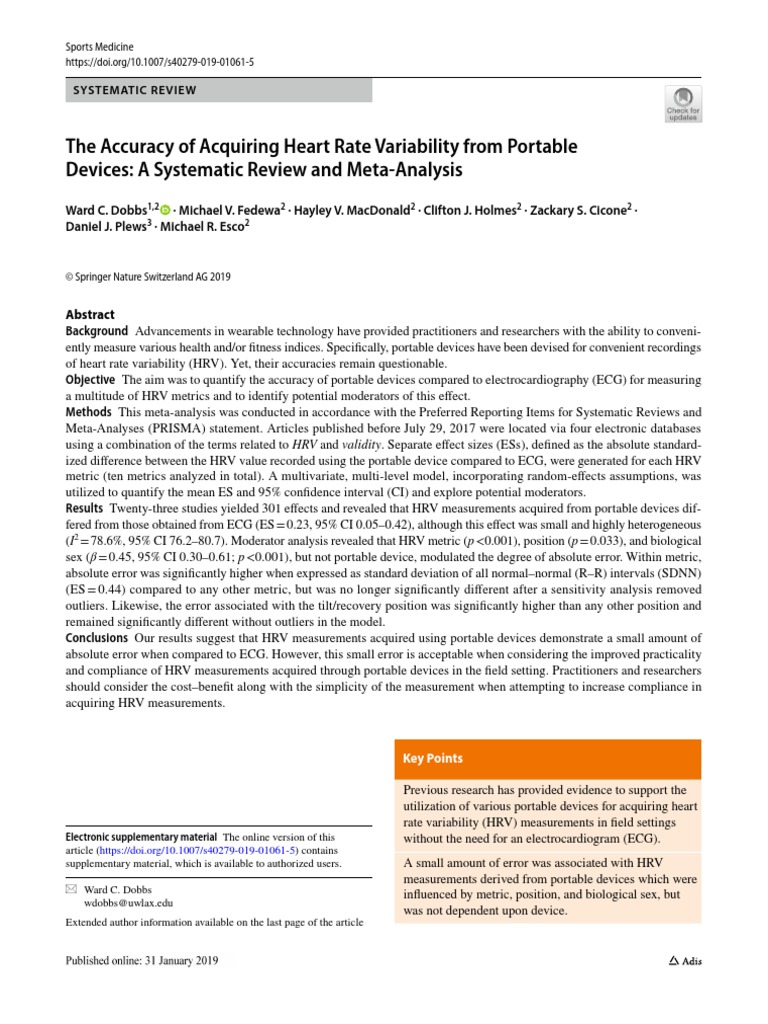 The Accuracy of Acquiring Heart Rate Variability From Portable Devices ...