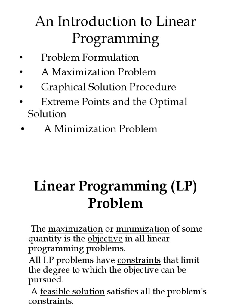 An Introduction To Linear Programming | PDF | Linear Programming ...