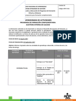 Cronograma de Actividades AIC ISO 9001 25-08-2017