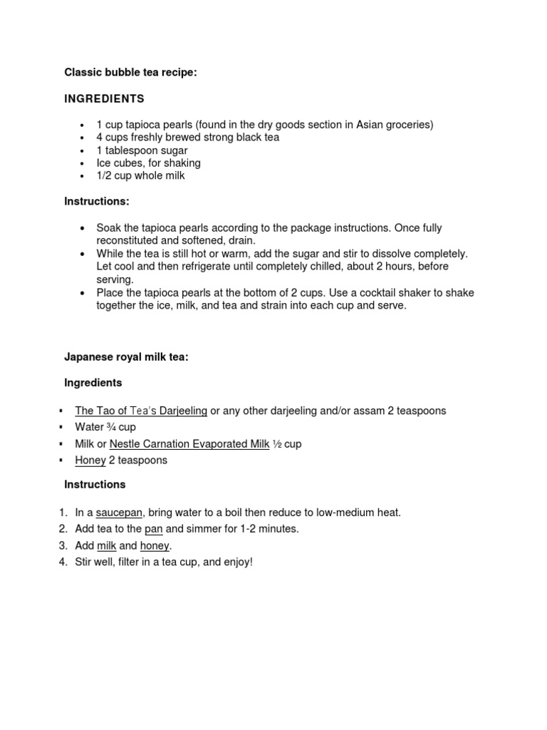 Milk Tea Recipes | PDF | Caramel | Tea