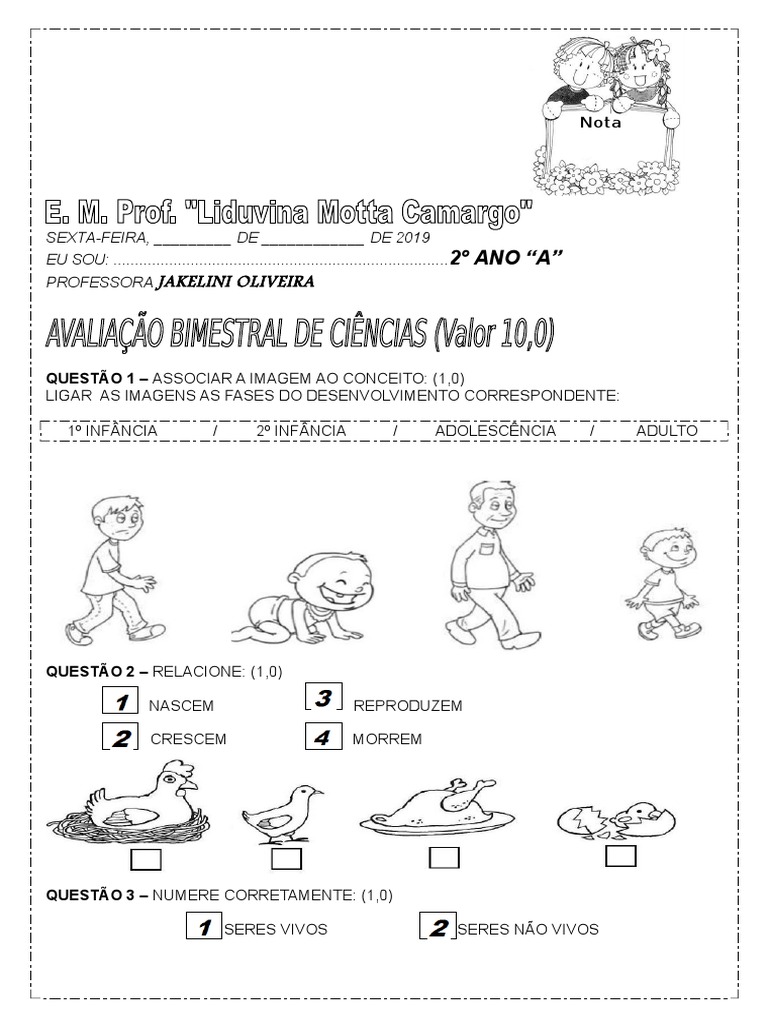 Avaliação de Ciências - 2º Ano A | PDF | Semáforo | Alimentos