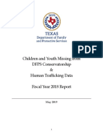 2019-06-04 Children Youth Missing From DFPS Conservatorship and Human Trafficking Data FY2018