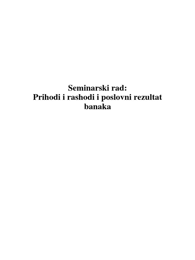 Prihodi I Rashodi Banke PDF | PDF