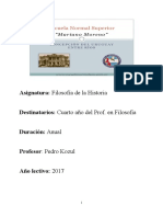 Programa de Filosofía de La Historia (2017 ) - Pedro Kozul