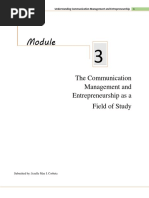 The Communication Management and Entrepreneurship As A Field of Study