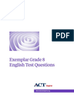 Exemplar Grade 8 English Test Questions