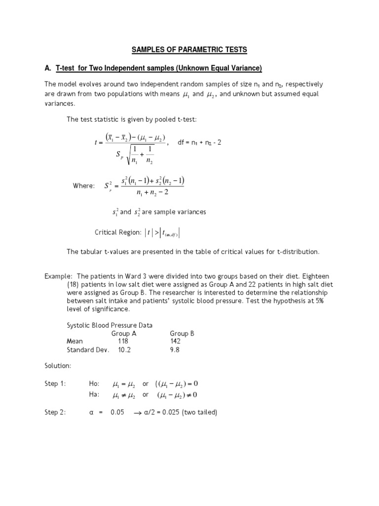 Parametric Statistics | PDF | Analysis Of Variance | Student's T Test