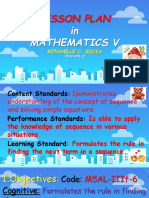 Formulating Rules for Number Sequences in Mathematics Lesson Plans