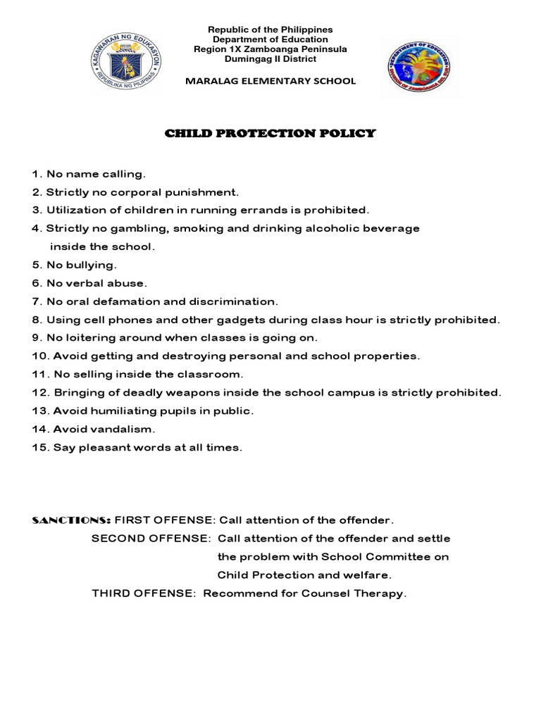 Maralag Elementary School Child Protection Policy | PDF | Social ...