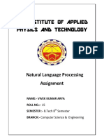 J.K. Institute of Applied Physics and Technology: Natural Language Processing Assignment