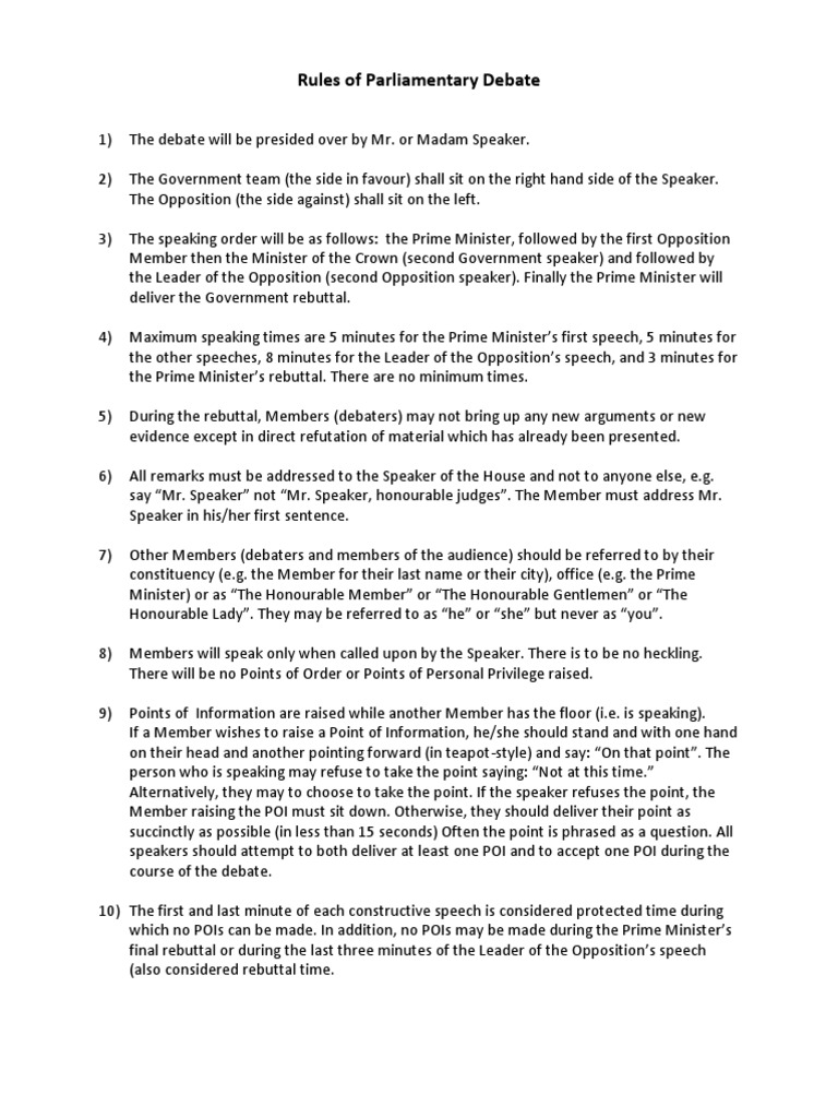 debate rules Public Sphere Government