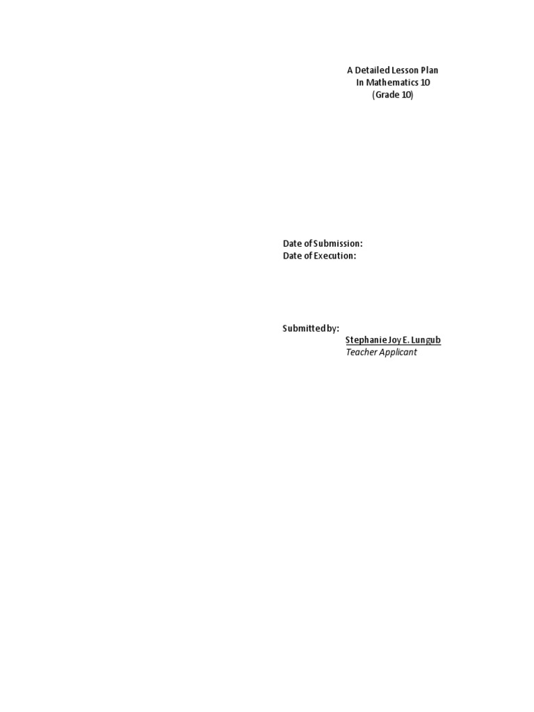 Grade 10 Arithmetic Sequence Lesson Plan | PDF | Lesson Plan ...