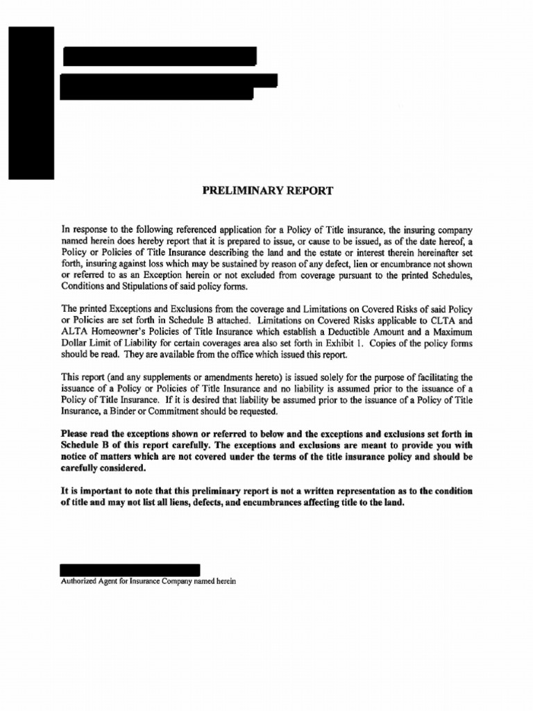 California Preliminary Title Report | PDF | Title Insurance | Insurance ...