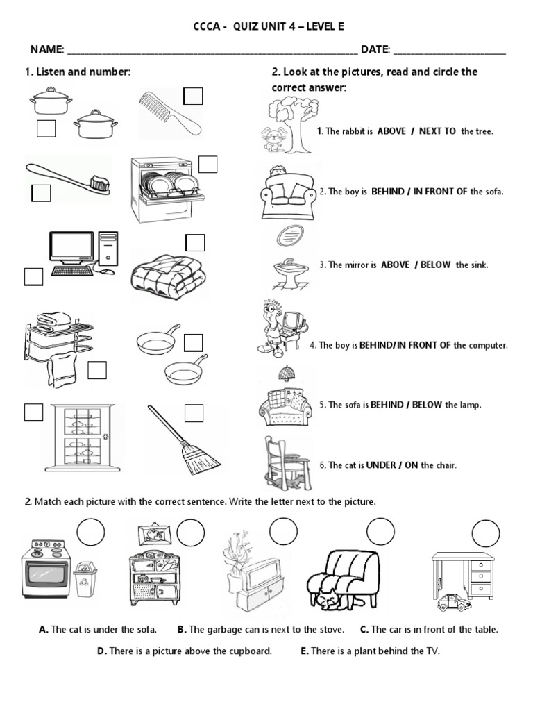 LEVEL E Unit 4 Quiz PDF