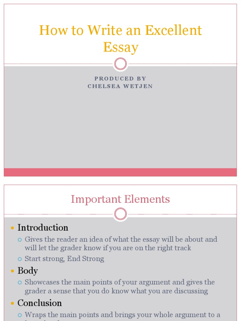 How To Write An Excellent Essay Pdf Essays Question