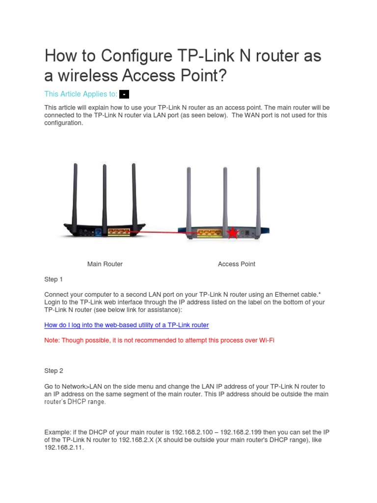 How To Configure TP Link As A Access Point PDF