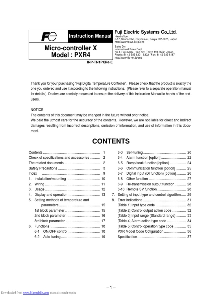 PXR4 Temperature Controller Manual | PDF | Power Supply | Relay