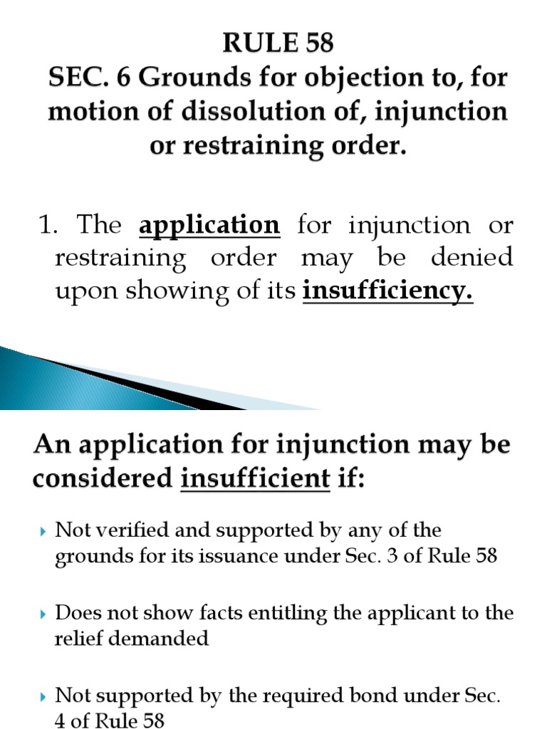 Rule 58: Injunction Application Guidelines | PDF