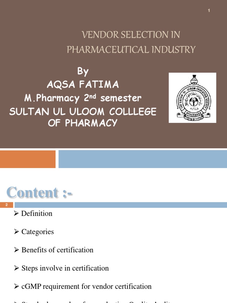 Vendor Selection in Pharma Industry | PDF | Audit | Auditor's Report