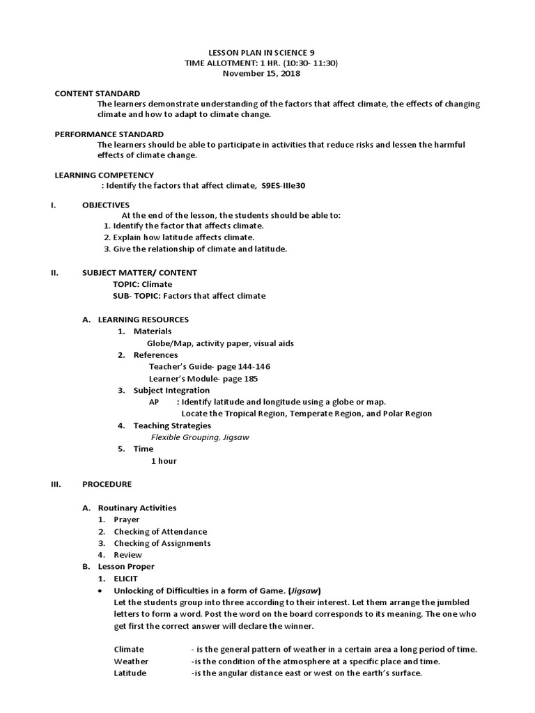 Grade 9 Science Lesson Plans Overview | PDF | Collision | Momentum