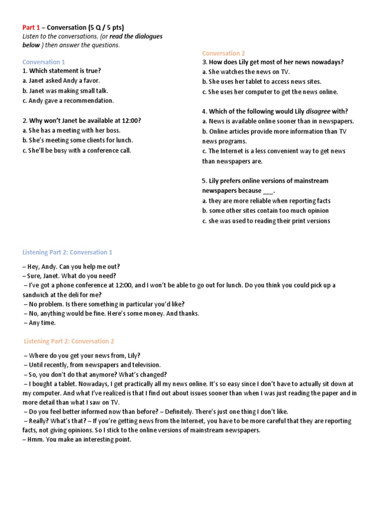 Final Test 5 Part Two | PDF | News | Newspapers