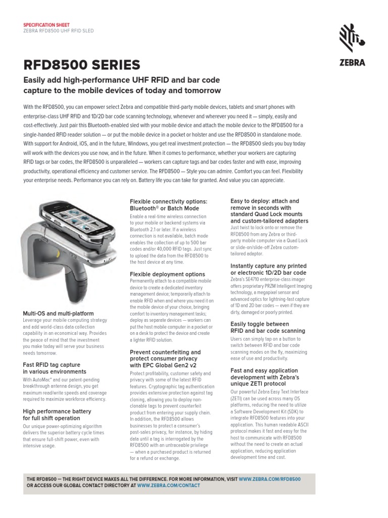 RFD8500 Specification Sheet | PDF | Radio Frequency Identification ...