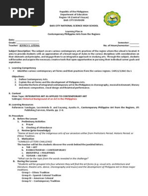 Detailed Lesson Plan in Contemporary Philippine Arts From the Regions Week 1