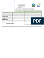 S. Y. 2019-2020 Learning Resource Need