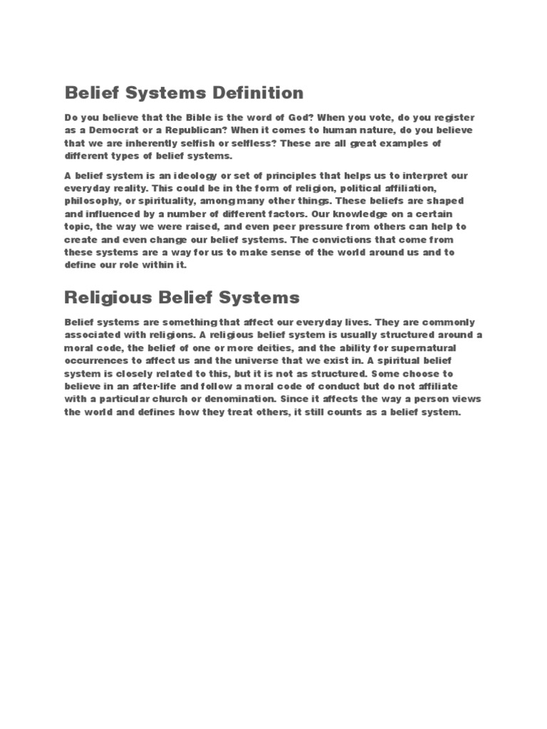 definition of belief system essay