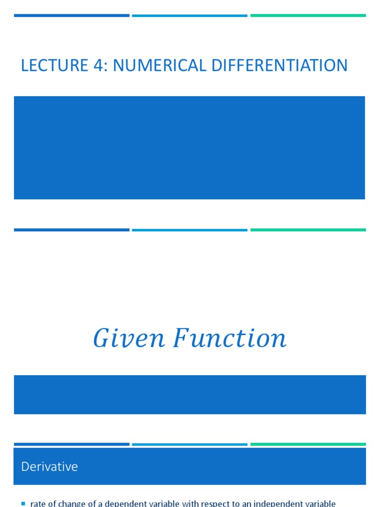 Lecture 4 Numerical Differentiation PDF Finite Difference Derivative